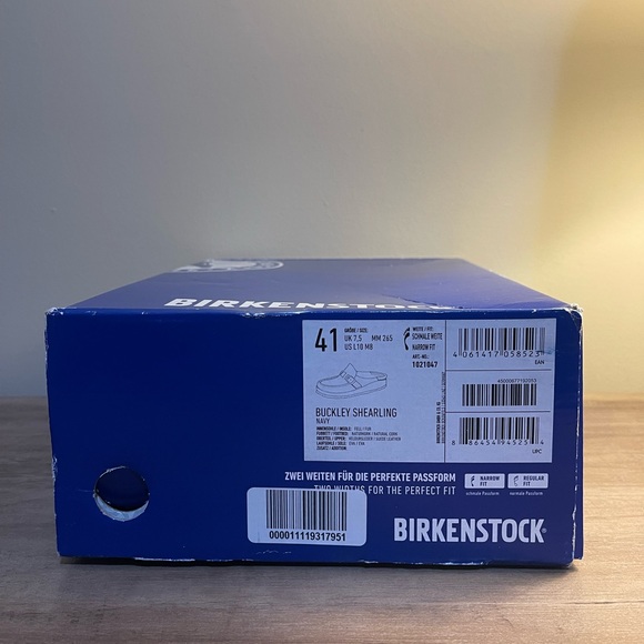 Suede Birkenstock Buckley Shearling in Navy Blue with Silver Hardware - Picture 12 of 15